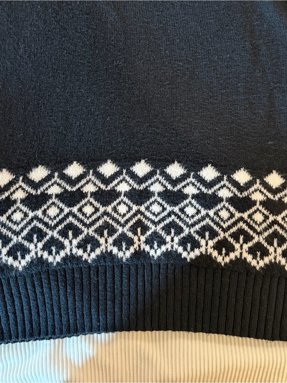 LOFT Petite Fair Isle Sweater Dress Black White Mock Neck Long Sleeve SP - Picture 5 of 7
